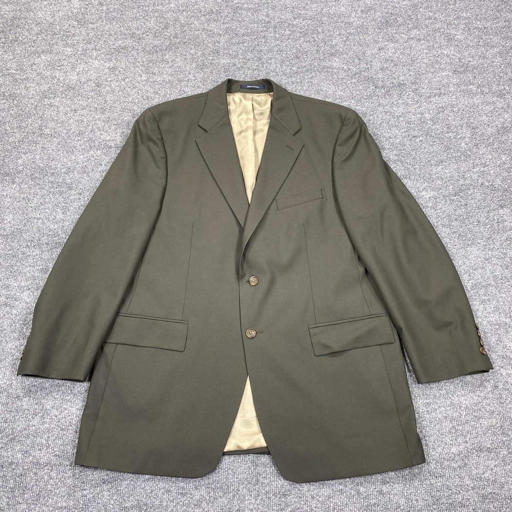 Chaps Ralph Lauren Blazer Mens 44 Tall Olive Green Pure New Wool Sport Coat
